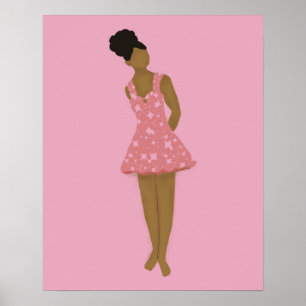 Abstract  meisje zonder gezichtsveld met Afro Puff Poster