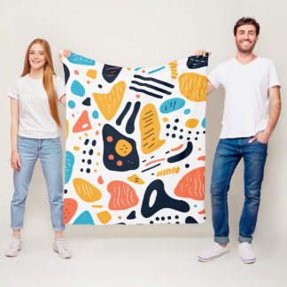 Abstract Memphis stijl organische vormen patroon Fleece Deken