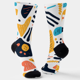 Abstract Memphis stijl organische vormen patroon Sokken