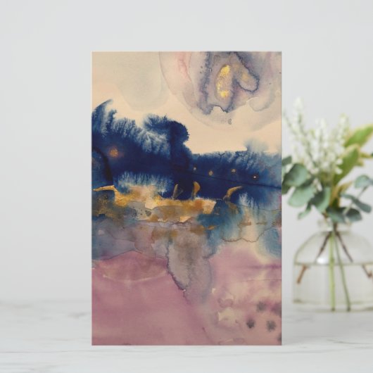 abstract met blauw en roze kaart (Staand voorkant)