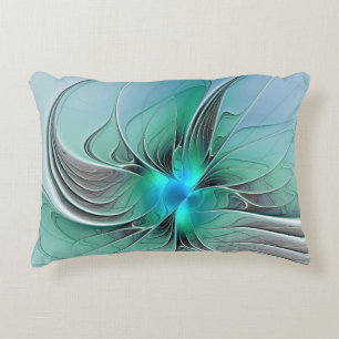 Abstract met blauw, moderne fractale kunst accent kussen