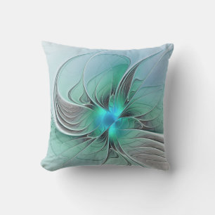 Abstract met blauw, moderne fractale kunst buitenkussen