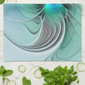 Abstract met blauw, moderne fractale kunst theedoek (Gevouwen)