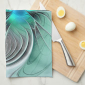 Abstract met blauw, moderne fractale kunst theedoek (Quarter Fold)