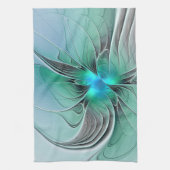Abstract met blauw, moderne fractale kunst theedoek (Verticaal)