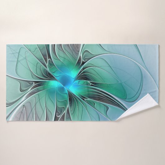 Abstract met blauwe, moderne fractale kunst badhanddoek (Badhanddoek)