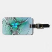 Abstract met blauwe, moderne fractale kunst bagagelabel (Voorkant horizontaal)