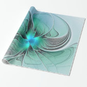 Abstract met blauwe, moderne fractale kunst cadeaupapier (Uitgerold)