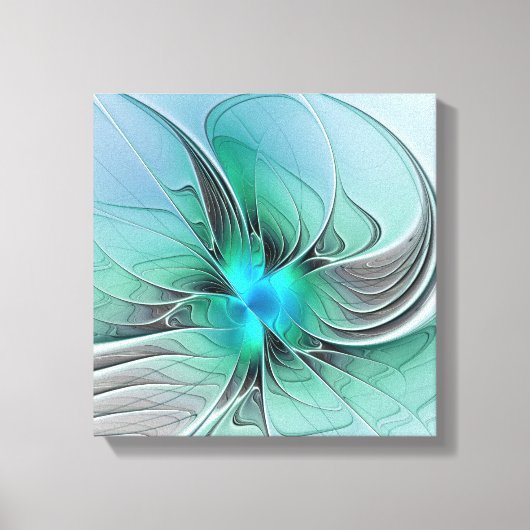 Abstract met blauwe, moderne fractale kunst canvas afdruk (Voorkant)