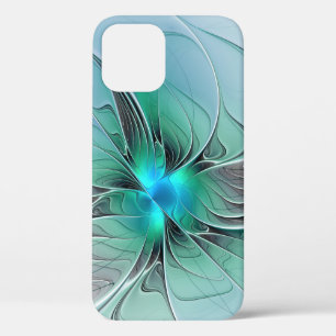 Abstract met blauwe, moderne fractale kunst iPhone 12 pro hoesje