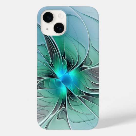 Abstract met blauwe, moderne fractale kunst Case-Mate iPhone case (Achterkant)