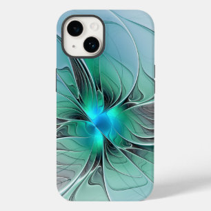 Abstract met blauwe, moderne fractale kunst Case-Mate iPhone 14 hoesje