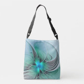 Abstract met blauwe, moderne fractale kunst crossbody tas (Achterkant)