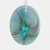 Abstract met blauwe, moderne fractale kunst glas ornament (Voorkant Rechts)