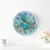 Abstract met blauwe, moderne fractale kunst grote klok (Huis)