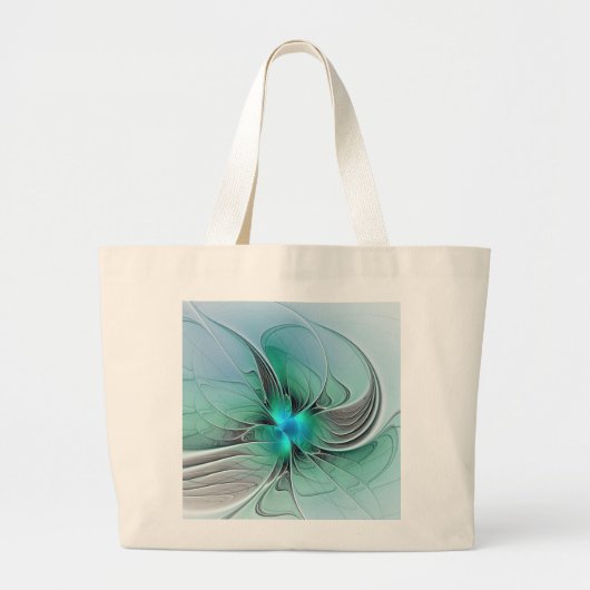Abstract met blauwe, moderne fractale kunst grote tote bag (Voorkant)