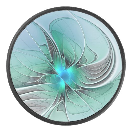 Abstract met blauwe, moderne fractale kunst hockey puck (Voorkant)
