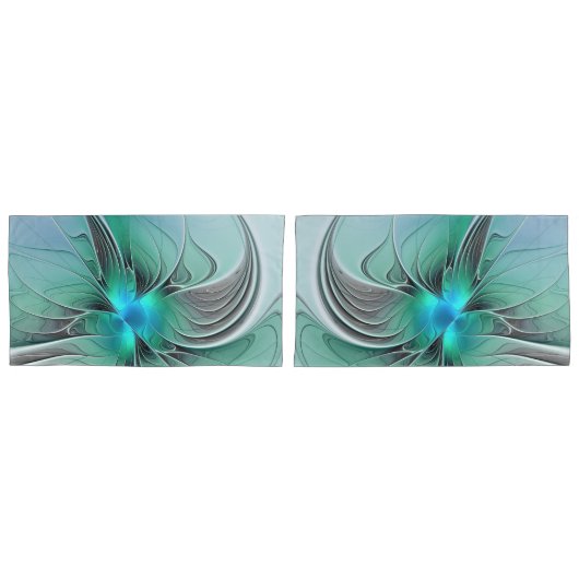 Abstract met blauwe, moderne fractale kunst kussensloop (Voorkant-Set)
