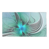 Abstract met blauwe, moderne fractale kunst kussensloop (Achterkant-Links)