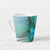Abstract met blauwe, moderne fractale kunst latte mok (Linkerhoek)