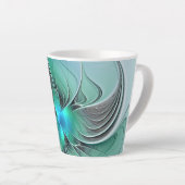 Abstract met blauwe, moderne fractale kunst latte mok (Rechterhoek)