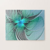 Abstract met blauwe, moderne fractale kunst legpuzzel (Horizontaal)