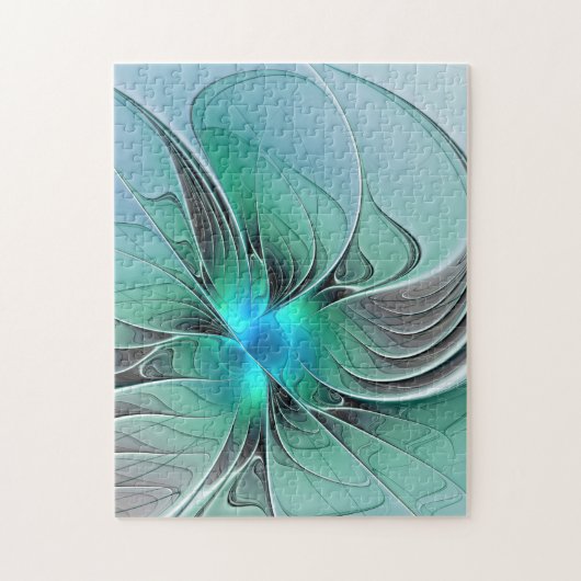 Abstract met blauwe, moderne fractale kunst legpuzzel (Verticaal)