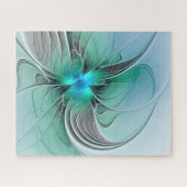 Abstract met blauwe, moderne fractale kunst legpuzzel (Horizontaal)