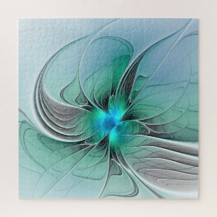 Abstract met blauwe, moderne fractale kunst legpuzzel