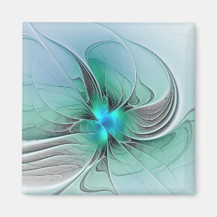 Abstract met blauwe, moderne fractale kunst magneet