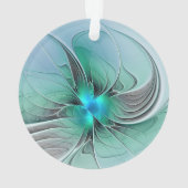 Abstract met blauwe, moderne fractale kunst ornament (achterkant)