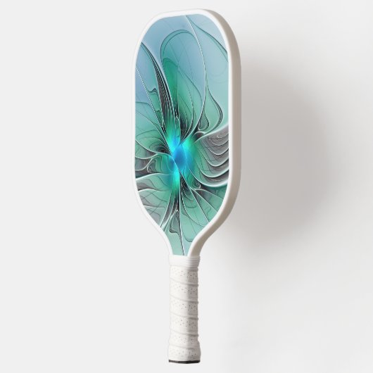 Abstract met blauwe, moderne fractale kunst pickleball paddle (Links)