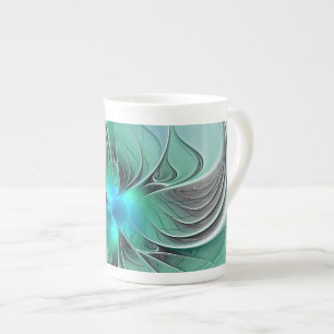 Abstract met blauwe, moderne fractale kunst porselein kop