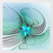 Abstract met blauwe, moderne fractale kunst raamsticker (Vel)
