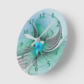 Abstract met blauwe, moderne fractale kunst ronde klok (Hoek)