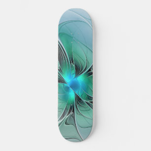 Abstract met blauwe, moderne fractale kunst skateboard