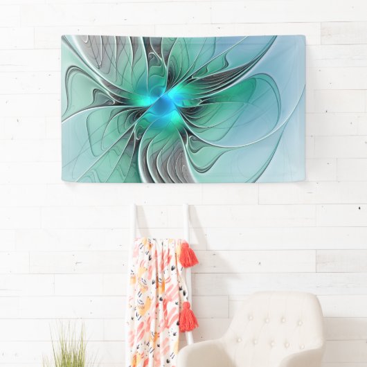 Abstract met blauwe, moderne fractale kunst spandoek (Insitu)