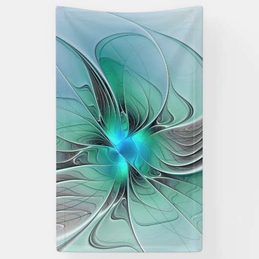 Abstract met blauwe, moderne fractale kunst spandoek (Verticaal)