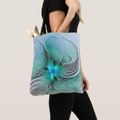 Abstract met blauwe, moderne fractale kunst tote bag (Dichtbij)