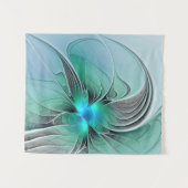 Abstract met blauwe, moderne fractale kunst wandkleed (Voorkant (horizontaal))