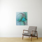 Abstract met blauwe, moderne fractale kunst wandkleed (In situ)