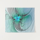 Abstract met blauwe, moderne fractale kunst wandkleed (Voorkant (horizontaal))