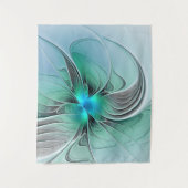 Abstract met blauwe, moderne fractale kunst wandkleed (Voorkant)