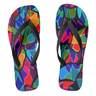 Abstract met meerdere kleuren teenslippers