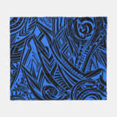 Abstract met zwarte en blauwe tribale fleece deken (Voorkant (Horizontaal))