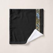 Abstract metaalgoud en blauwe golven op zwart bad handdoek (Wasdoekje)