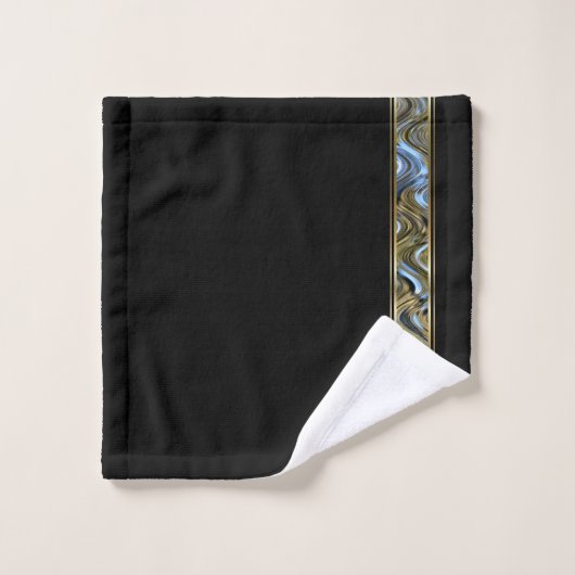 Abstract metaalgoud en blauwe golven op zwart bad handdoek (Wasdoekje)