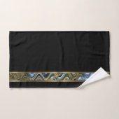 Abstract metaalgoud en blauwe golven op zwart bad handdoek (Handdoek)