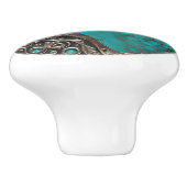 Abstract Metal & Stone in Aqua Verdigris Keramische Knop (Zijkant)