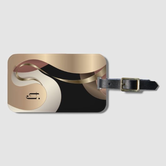 Abstract metallisch patroon met monogram bagagelabel (Voorkant (horizontaal))